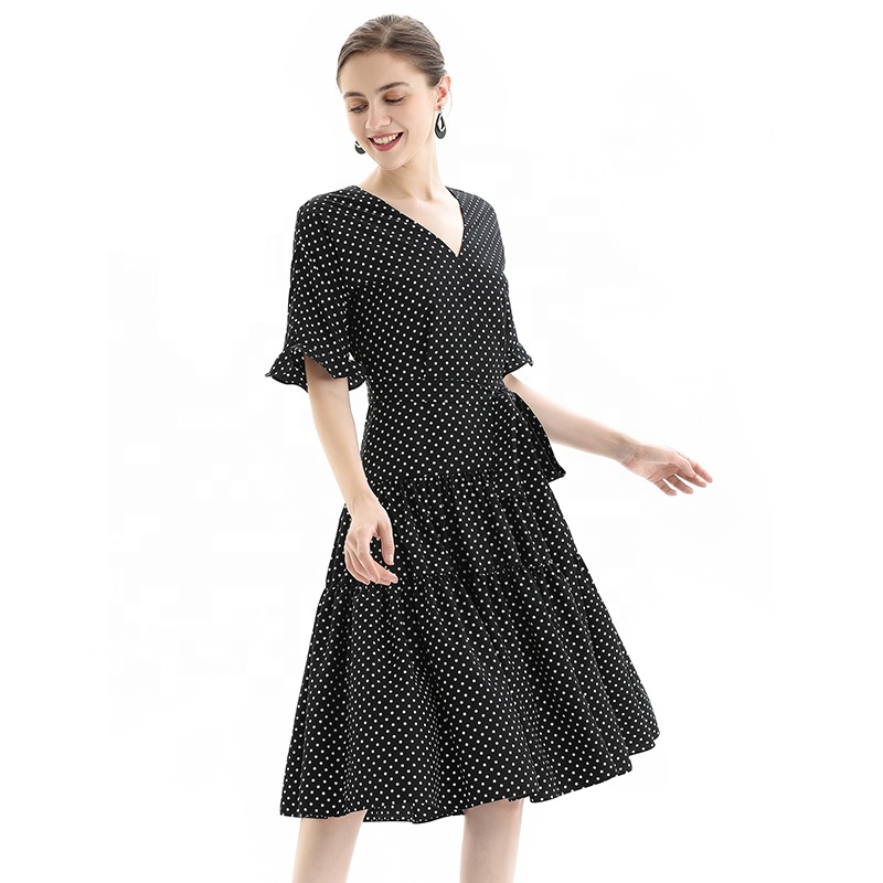 ND081-2 Summer Fashion Short Flare Batwing Sleeve women Casual Dresses