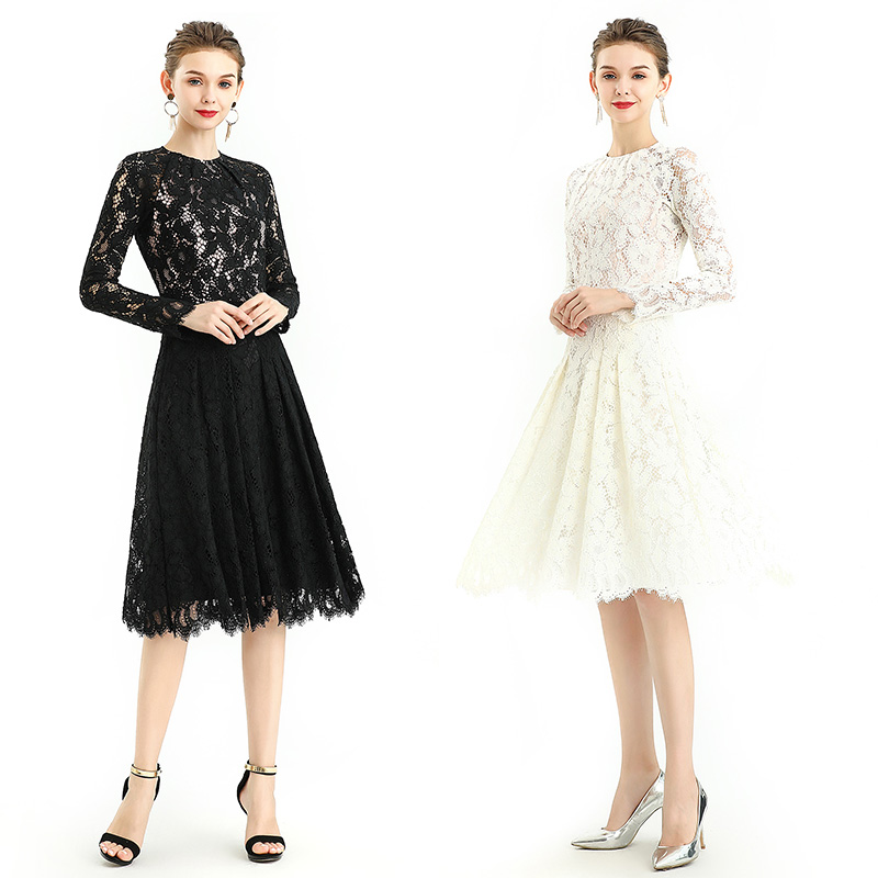 ND080-3 fall 2021 womens clothes dresses luxury lace Irregular Embroidery elegant casual dress evenig dresses for women