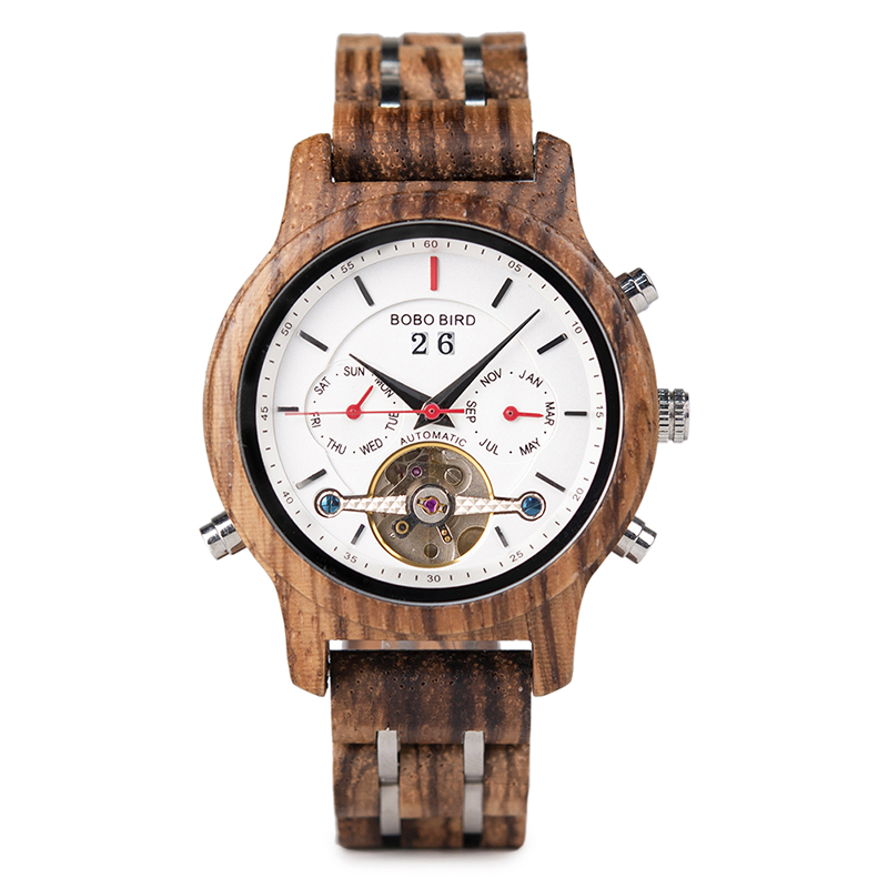 BOBO BIRD Classical Automatic Women Mechanical Stainless Steel Metal Wooden Wrist Watch