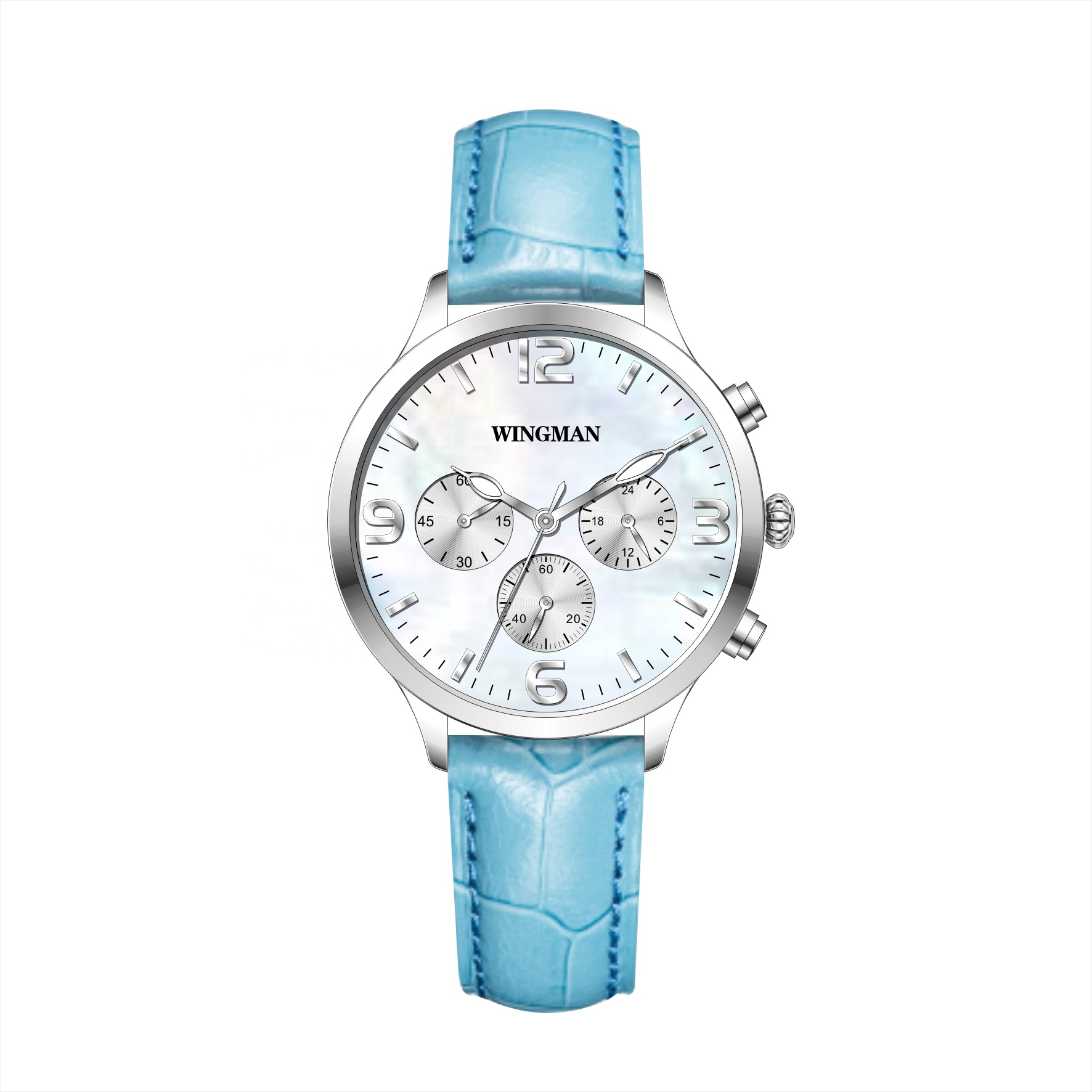 White Pearl Chronograph Watch Collection Luxury Stainless Steel Lady quartz Watch Leather Strap Women Wrist Watches