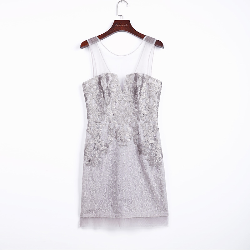 Y964 Trendy elegant ladies sleeveless V neck lace sequins evening dresses