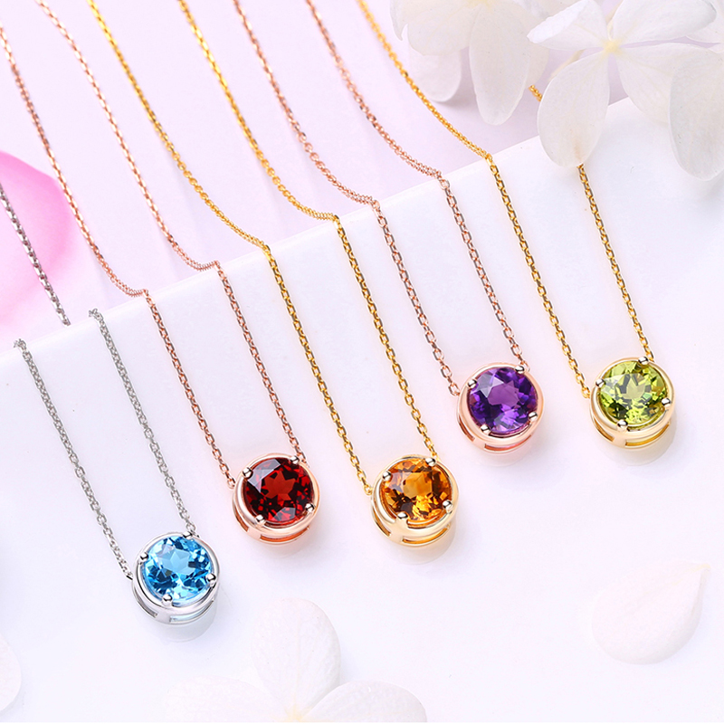 18K Gold Inlaid Clavicle Chain Natural Gemstone Ladies Clavicle Necklace