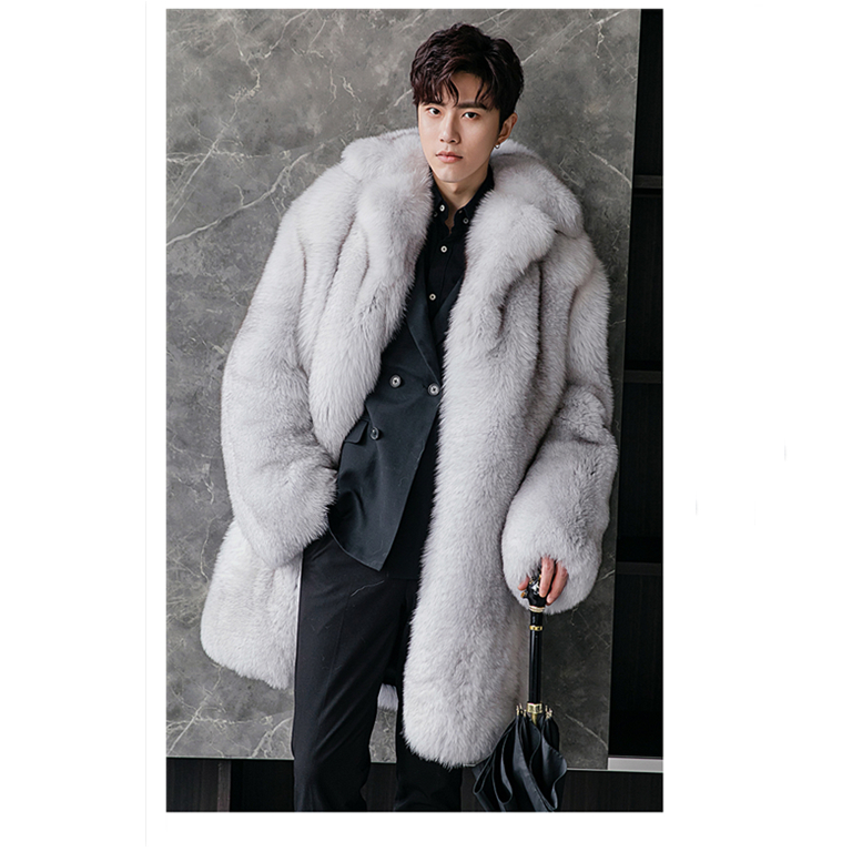 Super Luxury Fluffy Fur Coat for Man Real Fox Long Thick Fur Coat for Men Winter Warm Men Fur Coats