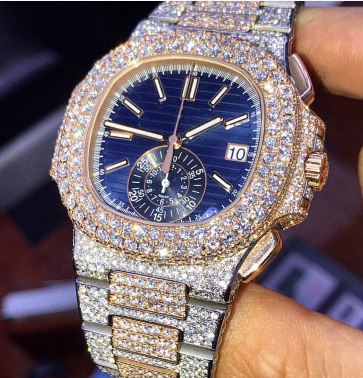 Luxury Gold Plated VVS Moissanite Studded Diamond Watch Wrist White Gold Plated Iced Out Automatic Hip hop Movement Watches