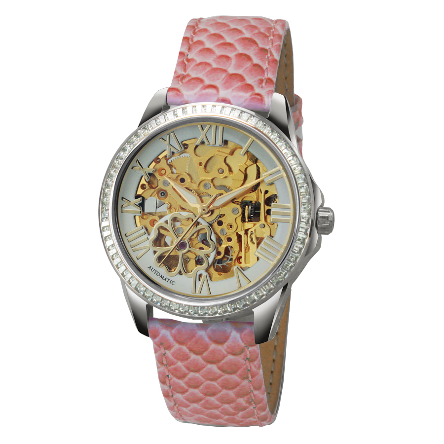 Miuskone 2022 Automatic Hallow Out Skeleton Wrist Mechanical Automatic Watches for Women