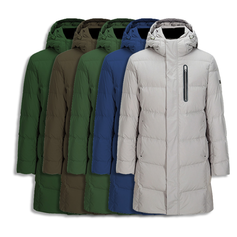 High Quality Blank Mens Down Coat Long Sleeve Heavy Warm Simple Blue Man Puffer Jackets