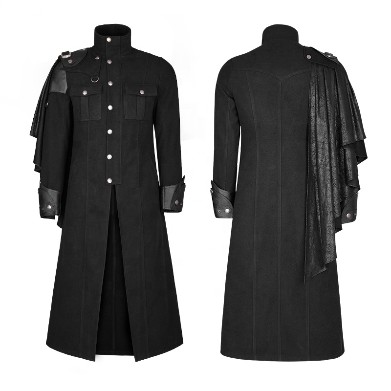 PUNK RAVE Y-801 Punk Rank And Fashion Handsome Uniform Single Breasted Jackets Men Winter Long Down Coat
