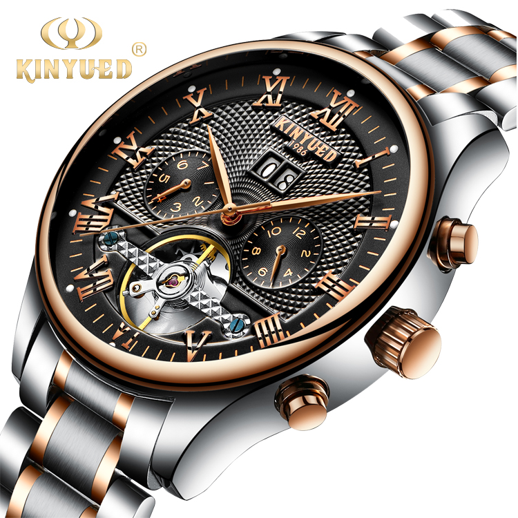 KINYUED J012 Men's Gold Wrist Watch Women Montre Customized Homme Chronographe Luxury Waterproof Watch