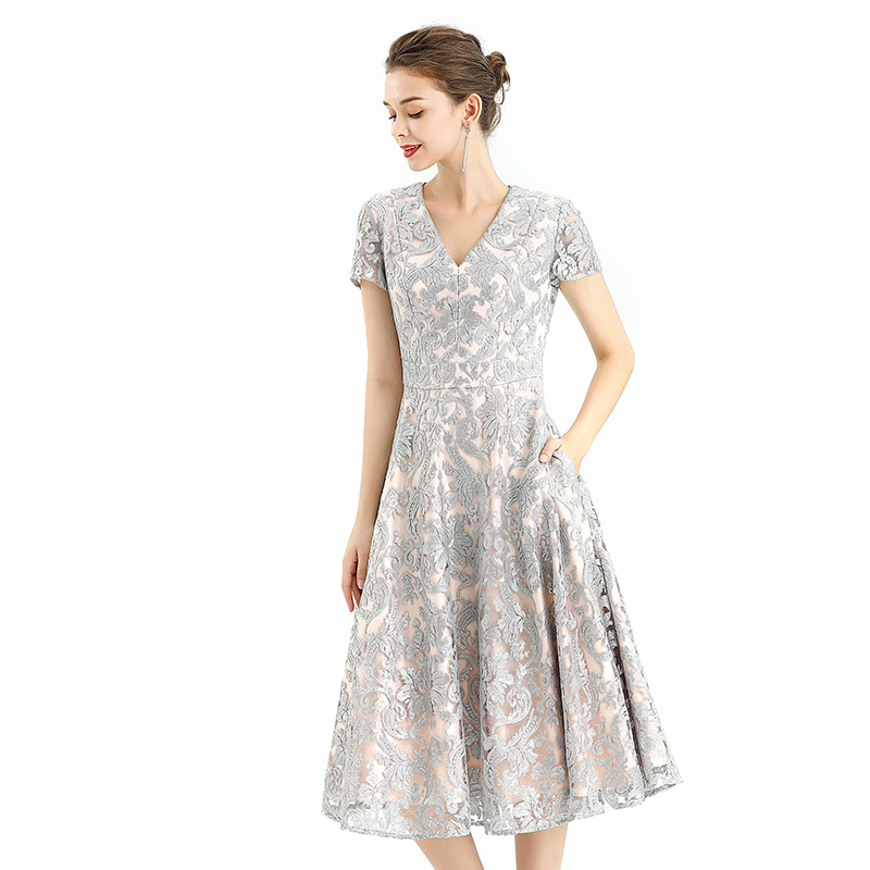 ND062-7 Summer Fashion Elegant Embroidered lace maxi dresses women