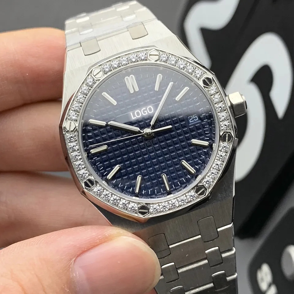 Top version 34mm Automatic Mechanical Women Watches Wrist Luxury 77351 77350 Diamond Bezel ETA5800 Movement 316L Steel Blue Dial