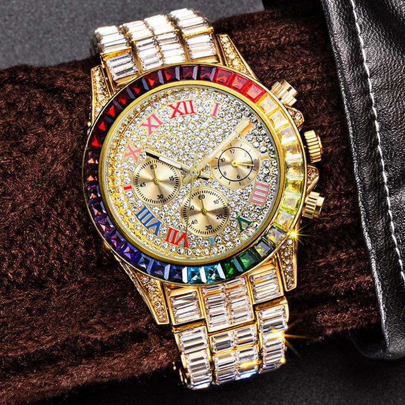 Hifive pure rhinestone diamond men watches women luxury reloj para hombre lux iced out wrist quartz watch steel fashion jewelry