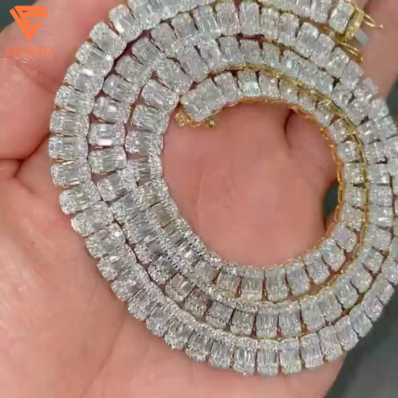 Pass Diamond Tester  925 Silver VVS Moissanite Diamond Custom Hip Hop Jewelry Iced Out Rock sugar chain Necklace