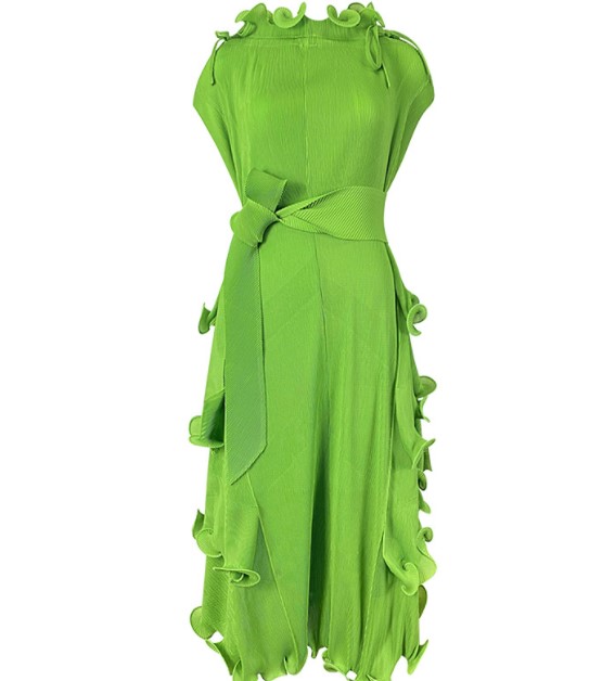 2023 new style high quality luxury women temperament dress lotus leave hem