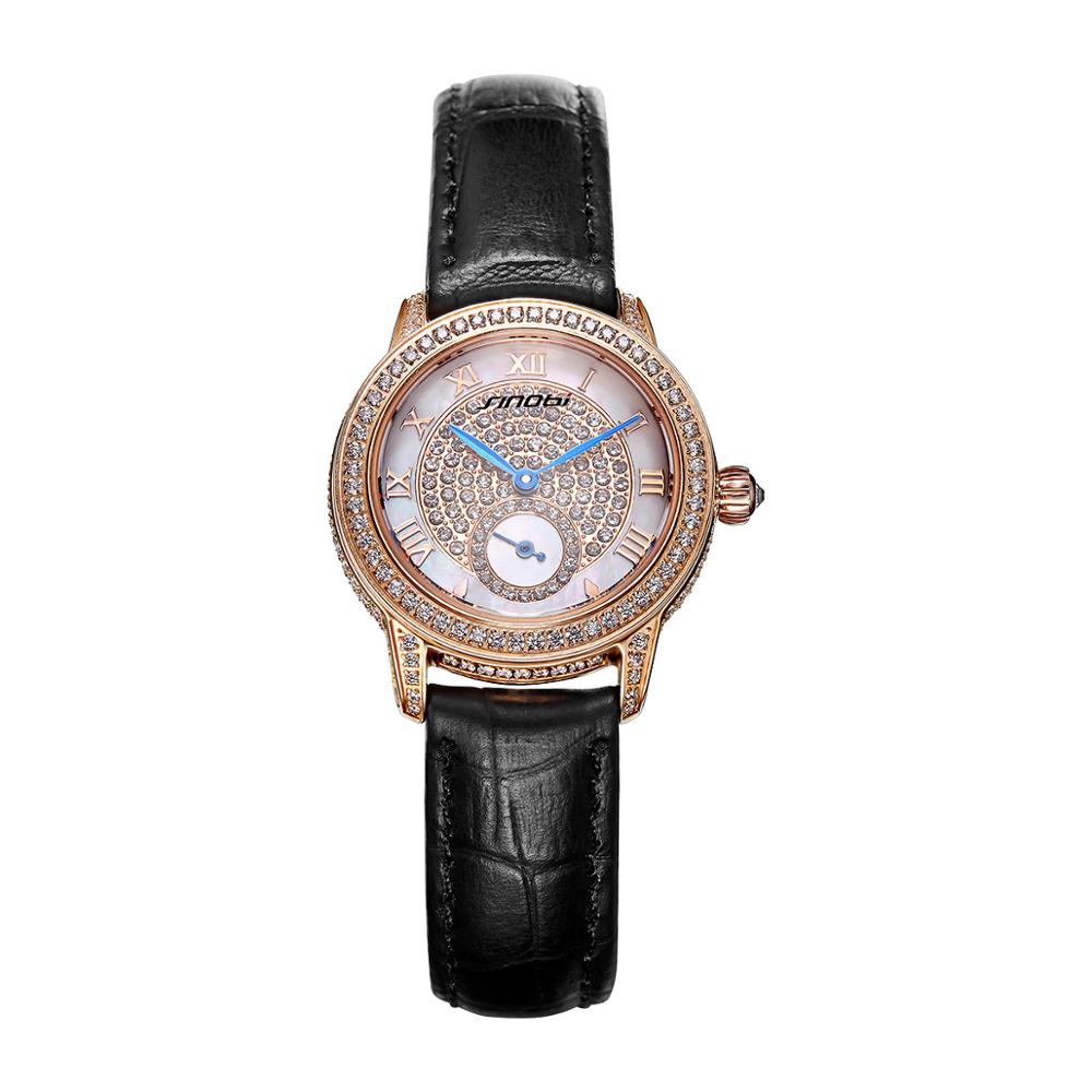 Sinobi Brand Fashion Women Watch Leather Band Ladies Watch Luxury Quartz Female Wristwatch Rhinestone Case Montre Feminino