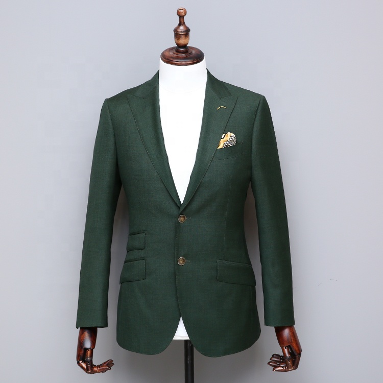 MTM custom new design handmade dark green solid fashion cashmere woolen coat for men