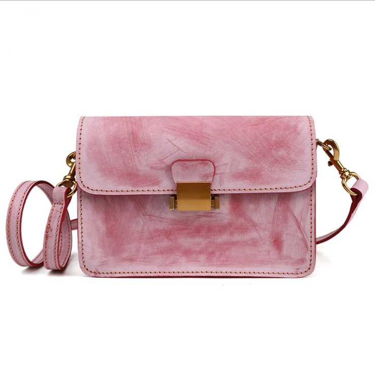 Korean version of the new fashion leather handbags bag female 2019 new retro shoulder bag Messenger  tofu bag