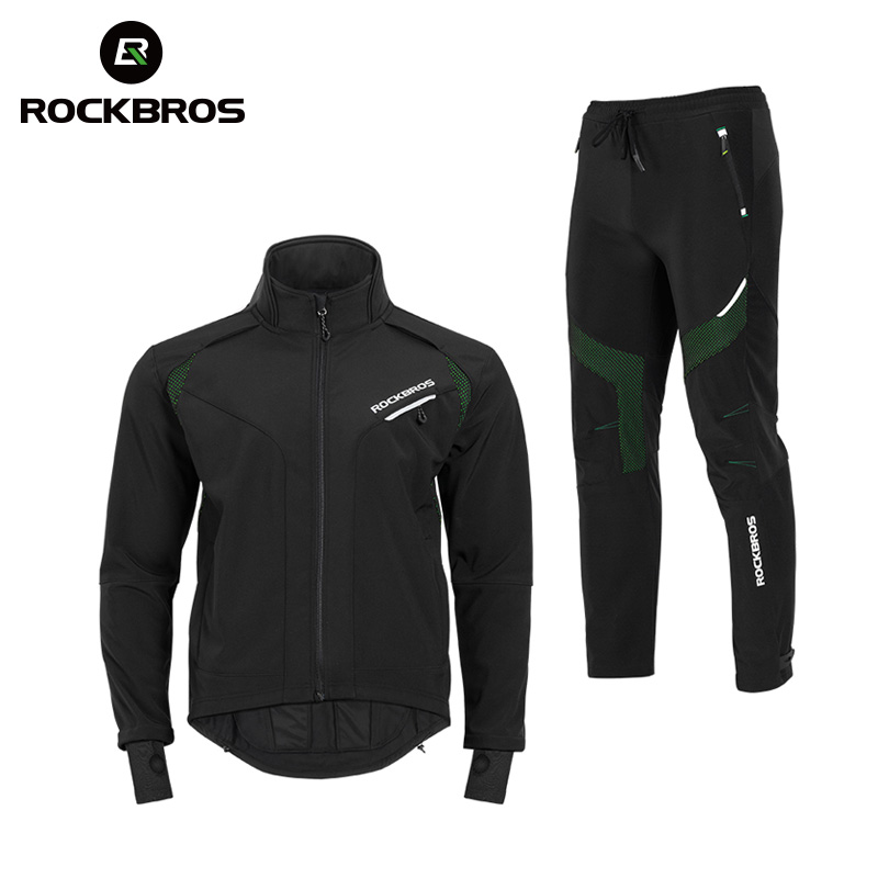 ROCKBROS Long sleeve Cycling Sets Winter Thermal Fleece Jersey  Windproof Reflective Rainproof Riding sportswear cycling jacket