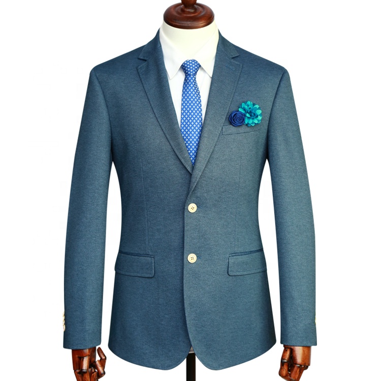 2019 wool fabric high quality blue color slim fit mens blazer new design MTM suits