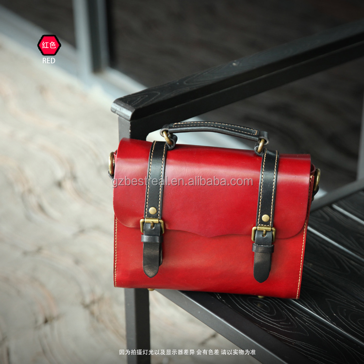 Best Real Women Red Vegetable Tanned Leather Cowhide Shoulder Bag Messenger Bag 6031