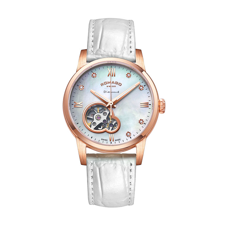 Latest luxury Ronda movt diamond MOP stainless steel wrist watch lady women mechanical watch