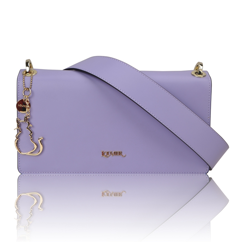 Spring color Smooth cow leather trimmed shoulder college leather bags