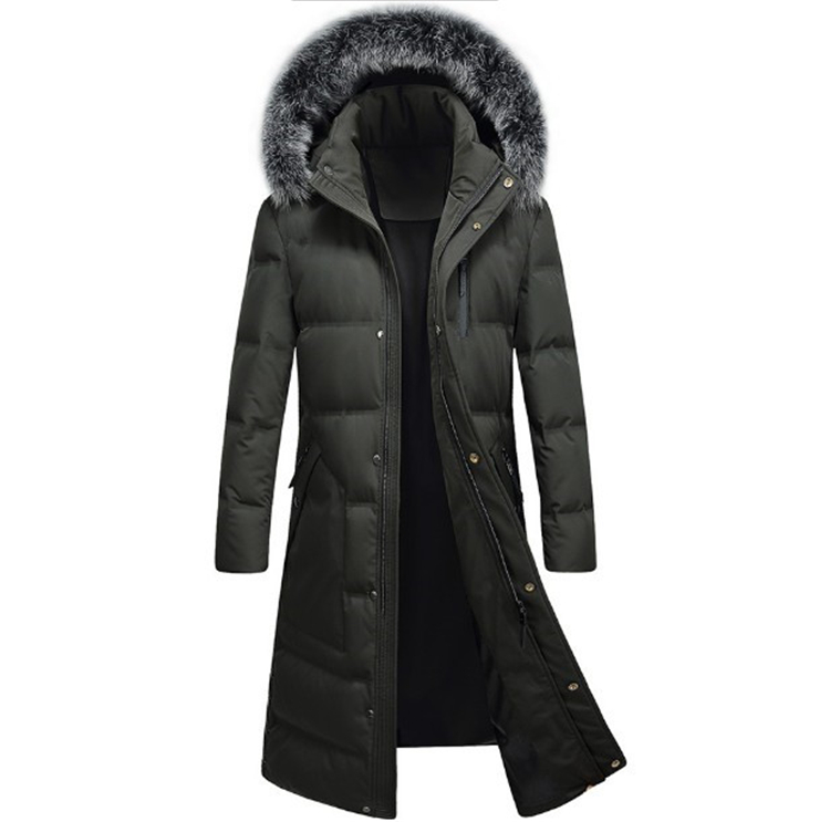 Fashion Winter Long Plain Duck Down Coat for Men fashion down coat with hood