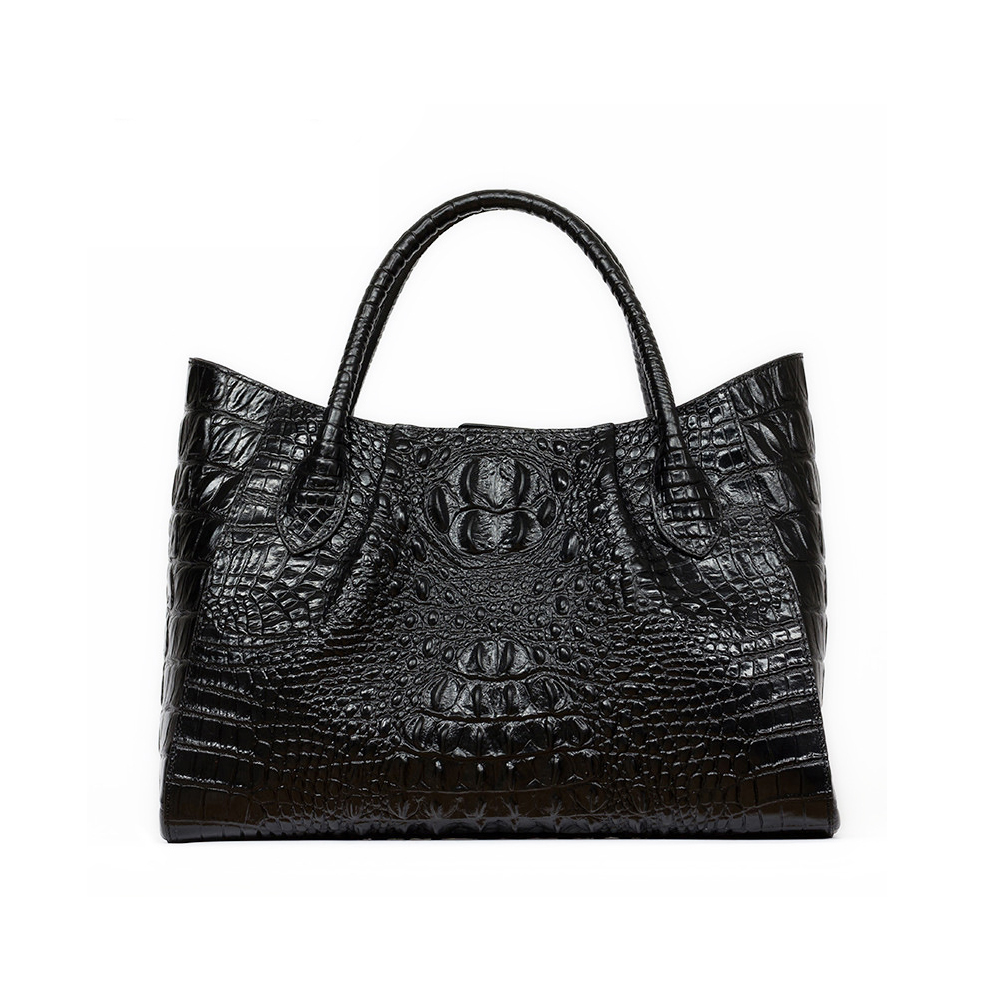 2021 New Gionar Fashion Crocodile Genuine Leather Ladies Tote Bag Custom