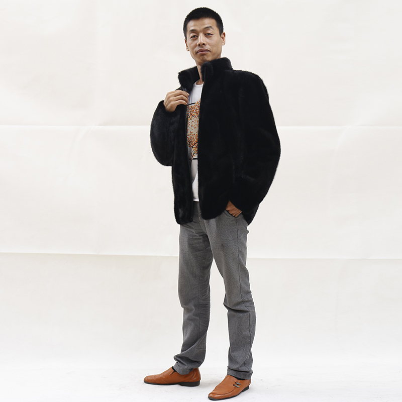 ALICEFUR Man design real mink fur winter jackets with stand collar