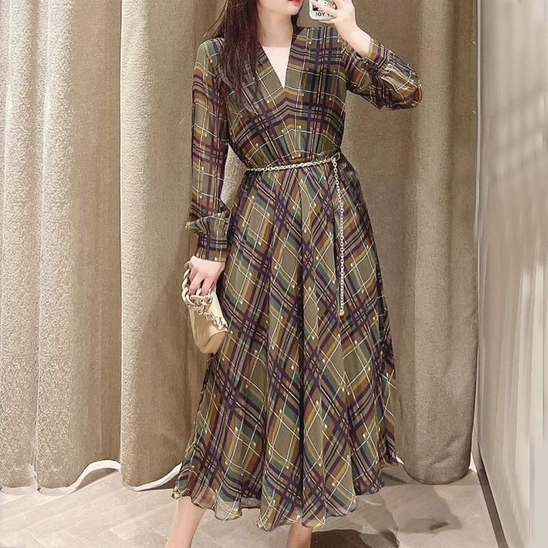 2023 Hot Sale High Quality Summer Private Label Plaid Casual Elegant Party brand Lattice Cotton Women shirt Dress with Belt
