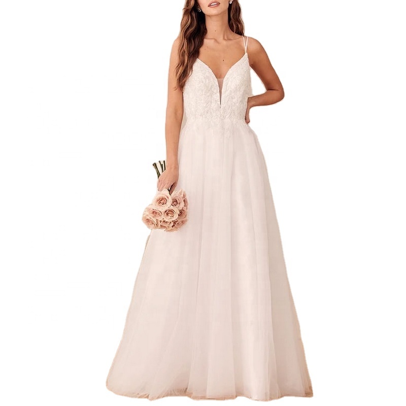 Private Custom Wedding Dress 2023 New Luxury Sleeveless Sling Sexy V Neck Bridal Dress Prom Princess Classic Wedding Dresses