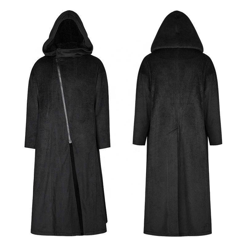 PUNK RAVE Gothic Winter Hooded Long Jacket OPY-226 Gentleman Men Black Thick Breathable Big Poncho Coats Overcoat