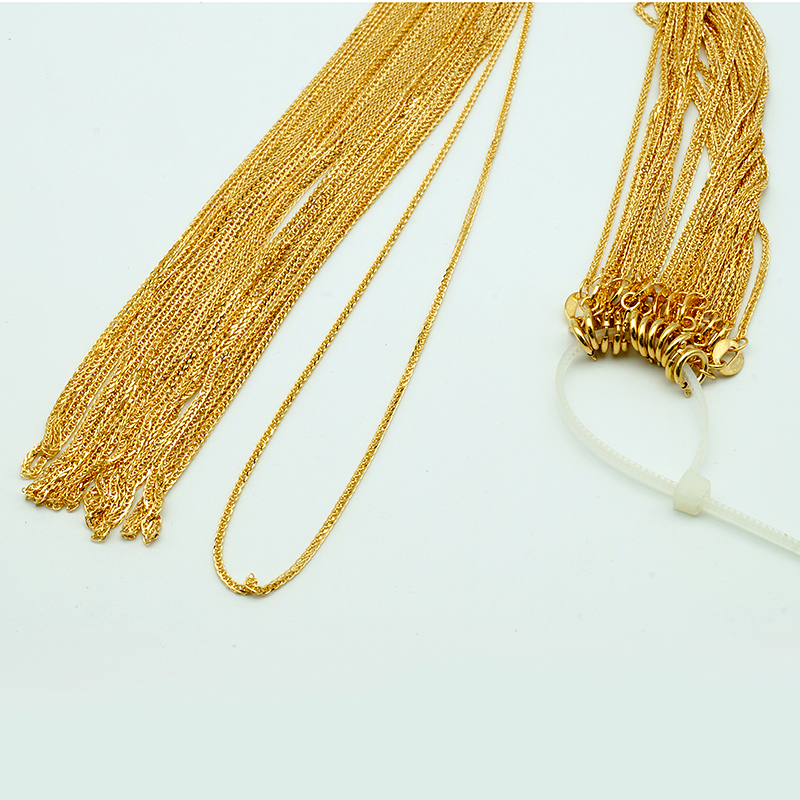 Real Solid 18K Gold Necklaces 1.1mm Square Wheat Chain AU750 Gold Chain Jewelry 18K Gold