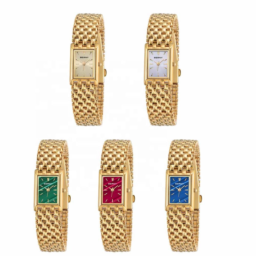 BERNY Dropshipping Fashion Ladies Watches Gold  Green Blue red Luxury Women Quartz Wrist Watches