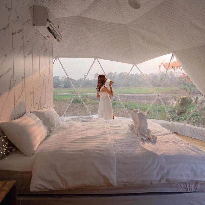 6m 7m 8m Outdoor leisure sports tourism Geodesic Dome House Tent, Glamping Dome for Hotel in Thailand with air conditioner