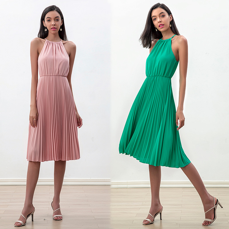 ND208-1 OEM/ODM Sleeveless casual Short Girls Women Party Formal birthday dress pleated dress