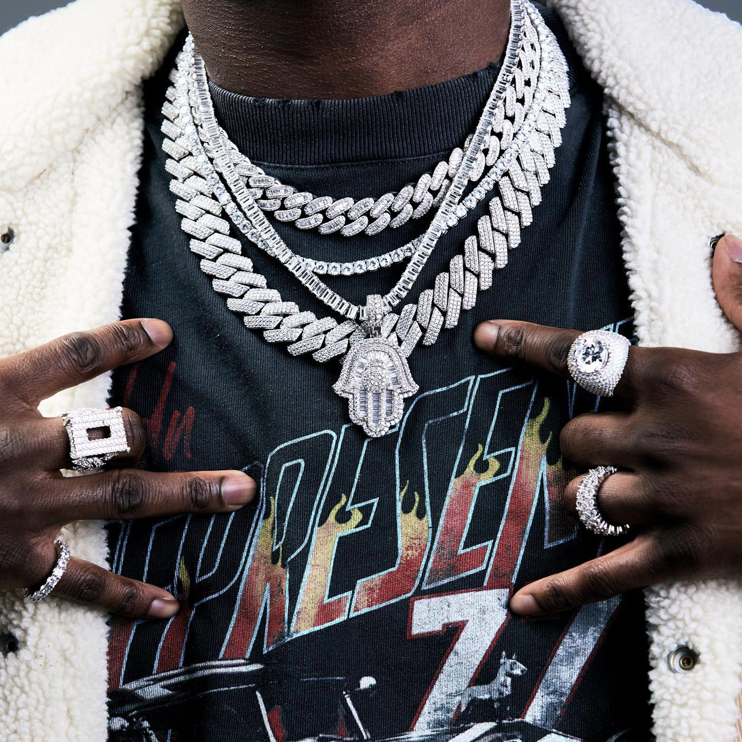 14MM VVS Moissanite Iced Out Diamond Gold Color Chain Necklace 925 Sterling Silver Men Necklace Miami Zirconia Cuban Link Chain