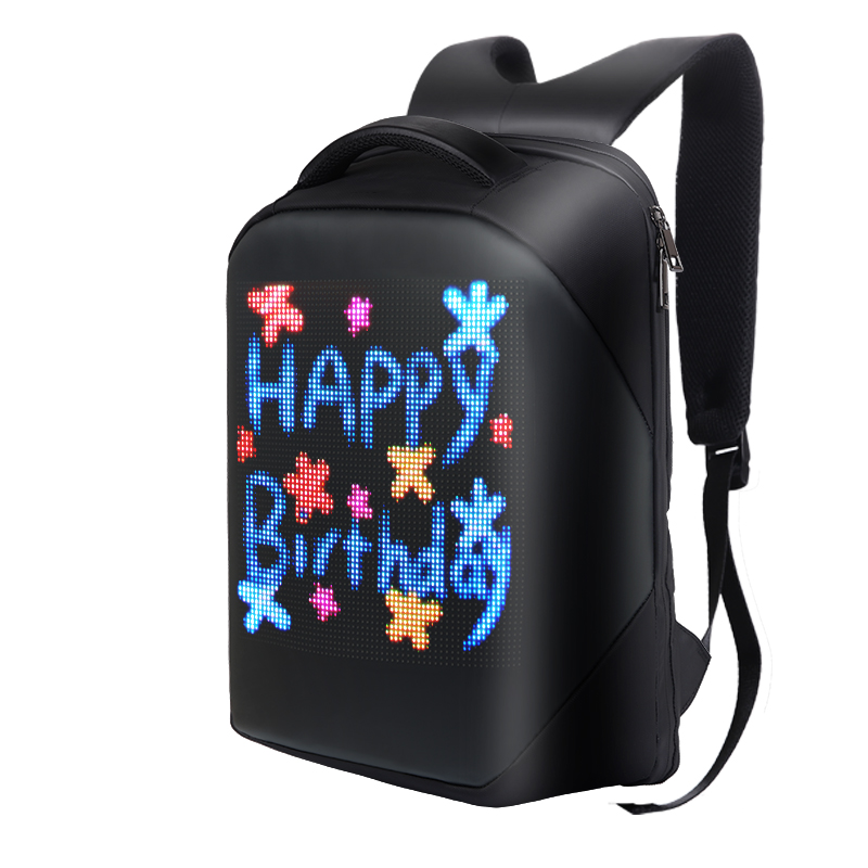 2021 new travelling advertising showing Soft Shell Waterproof smart wifi APP Control led bag LED Backpack