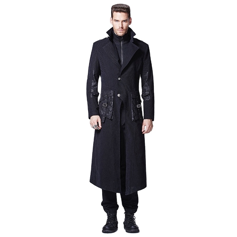 PUNKRAVE Y-595 Gothic Winter Black Skinny Two-piece Long Coat