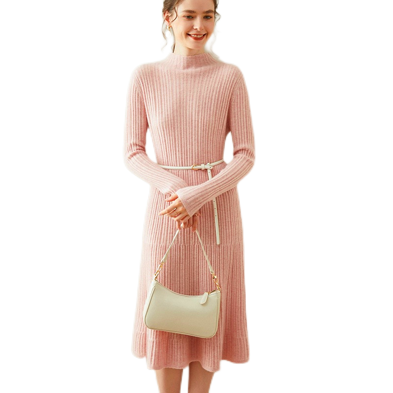 Cashmere knitwear pullover casual elegent women's sweater jumper knitted dress long sleeve women clothing winter sweater dress