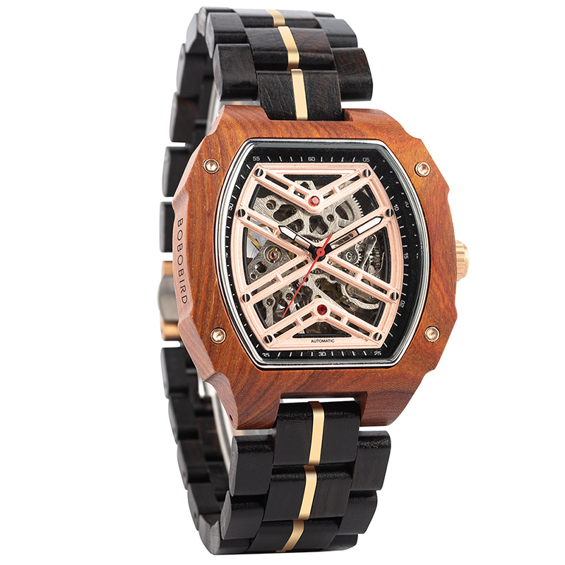 BOBO BIRD Fashion OEM ODM Customizable Watch Waterproof Men's Wood Watch Big Dial Sports Mechanical Watch Stainless Steel.
