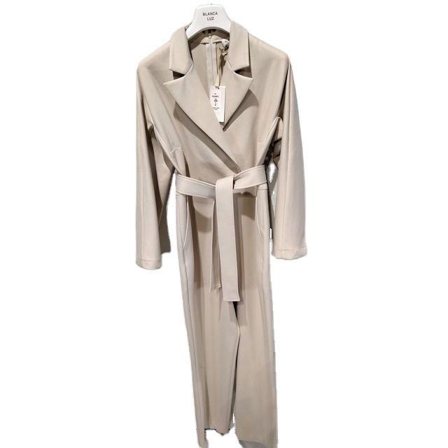 glamourous made in italy Punto Milano plain jumpsuit for women long sleeves and belt