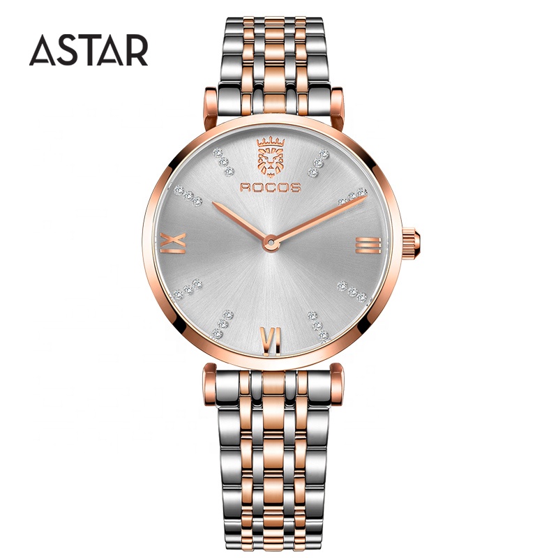 Dropship High quality excellence stainless steel quartz girl lady woman ultra thin diamond wrist watch as girlfriend gift