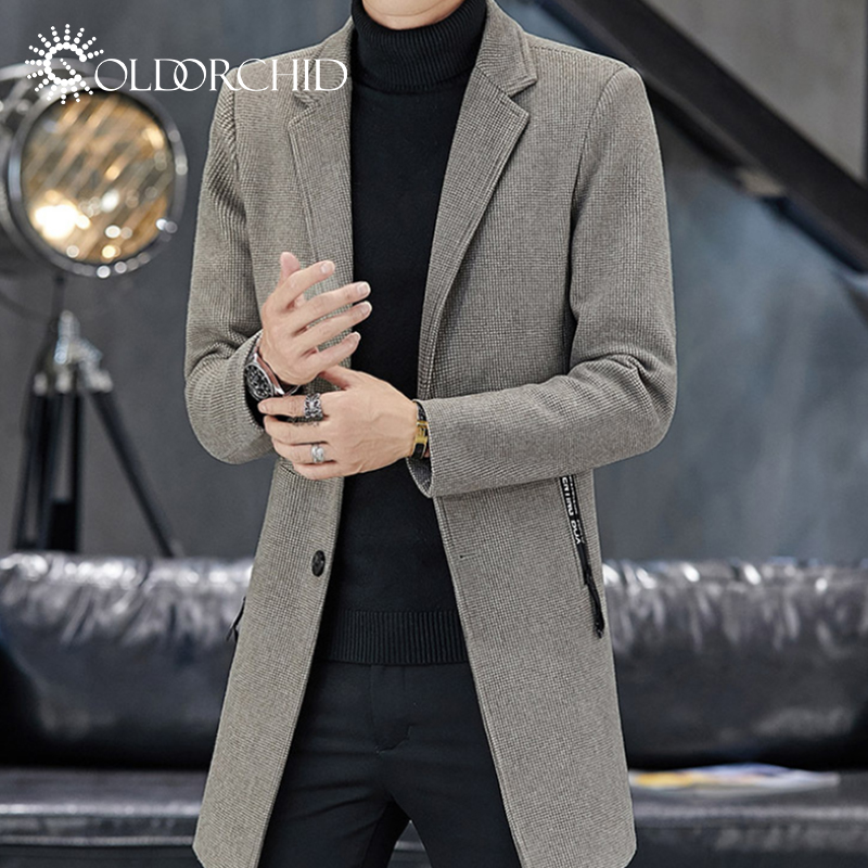 New Style Single Breasted Khaki jacket overcoat men winter coat