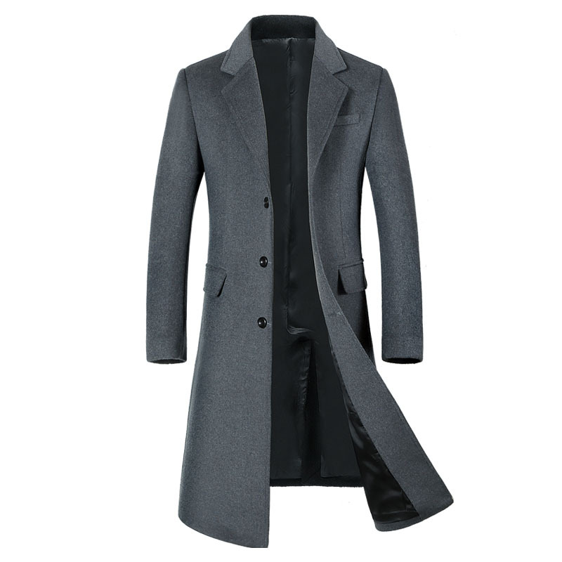 LCBZ High Quality Thick Knee Length Wool Jacket long woolen coat Men Long Woolen Winter Coat Man