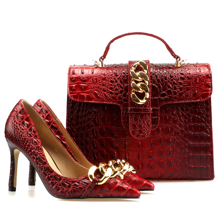 Fashion African Women Shoes With Italian Matching Bags Wholesale Custom High Heels Pumps Shoes and Bag Sets