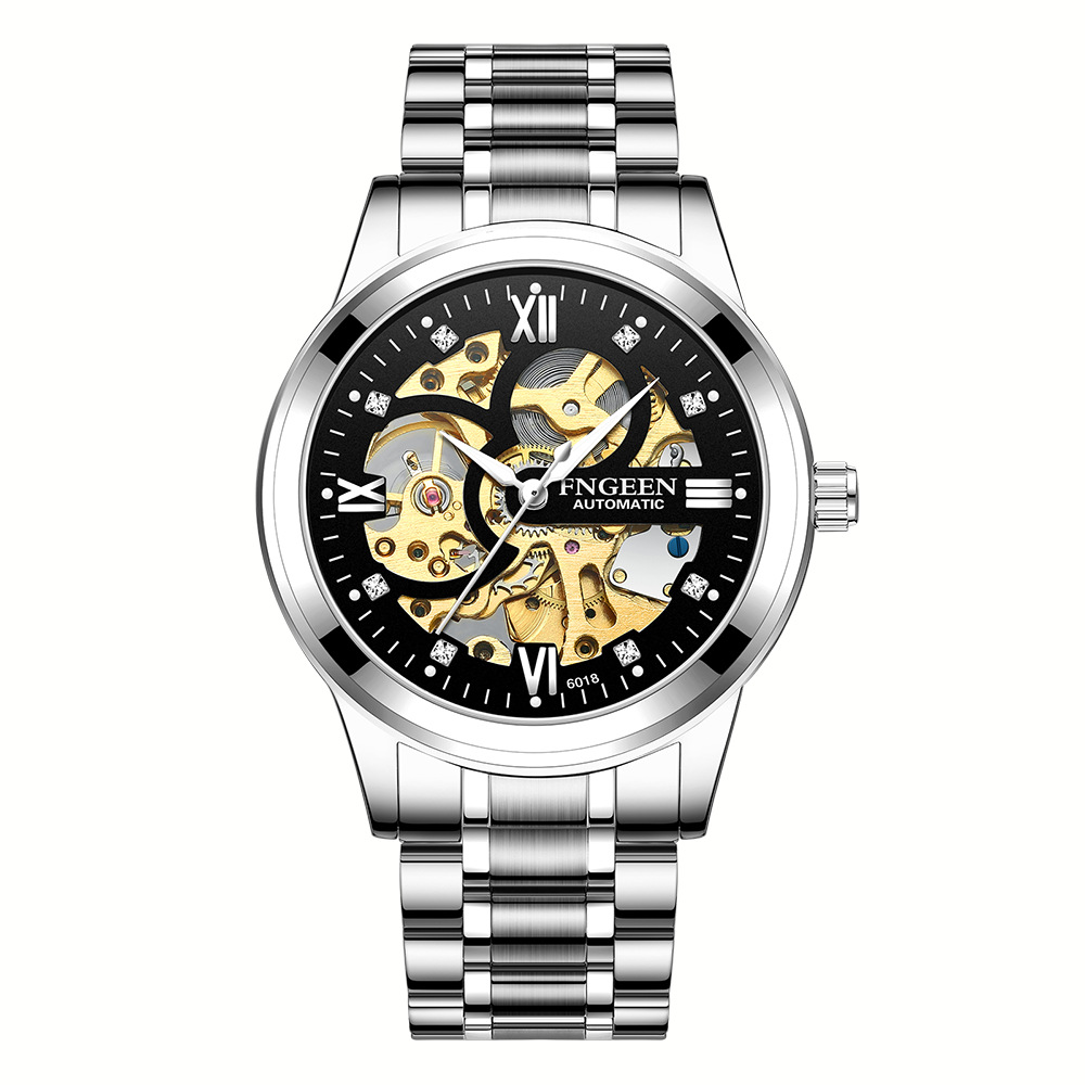 2022 wholesale hollow wrist watch fashion sports chronograph stainless steel women mechanical  watch