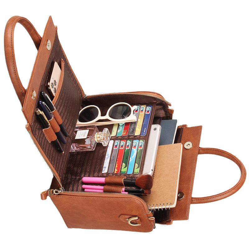 Designer high capacity open flap mutli function Shoulder Genuine leather slot brief case purse official handbags tote nurse bag