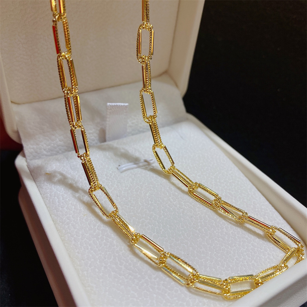 Wholesale Top Quality 18k Gold Chain Jewelry Women/Men Necklace 12g Paper Link Chain