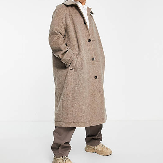 Custom Autumn Streetwear Solid Oversized Overcoat Fashion Single Breasted Wool Outwear Coat For Men