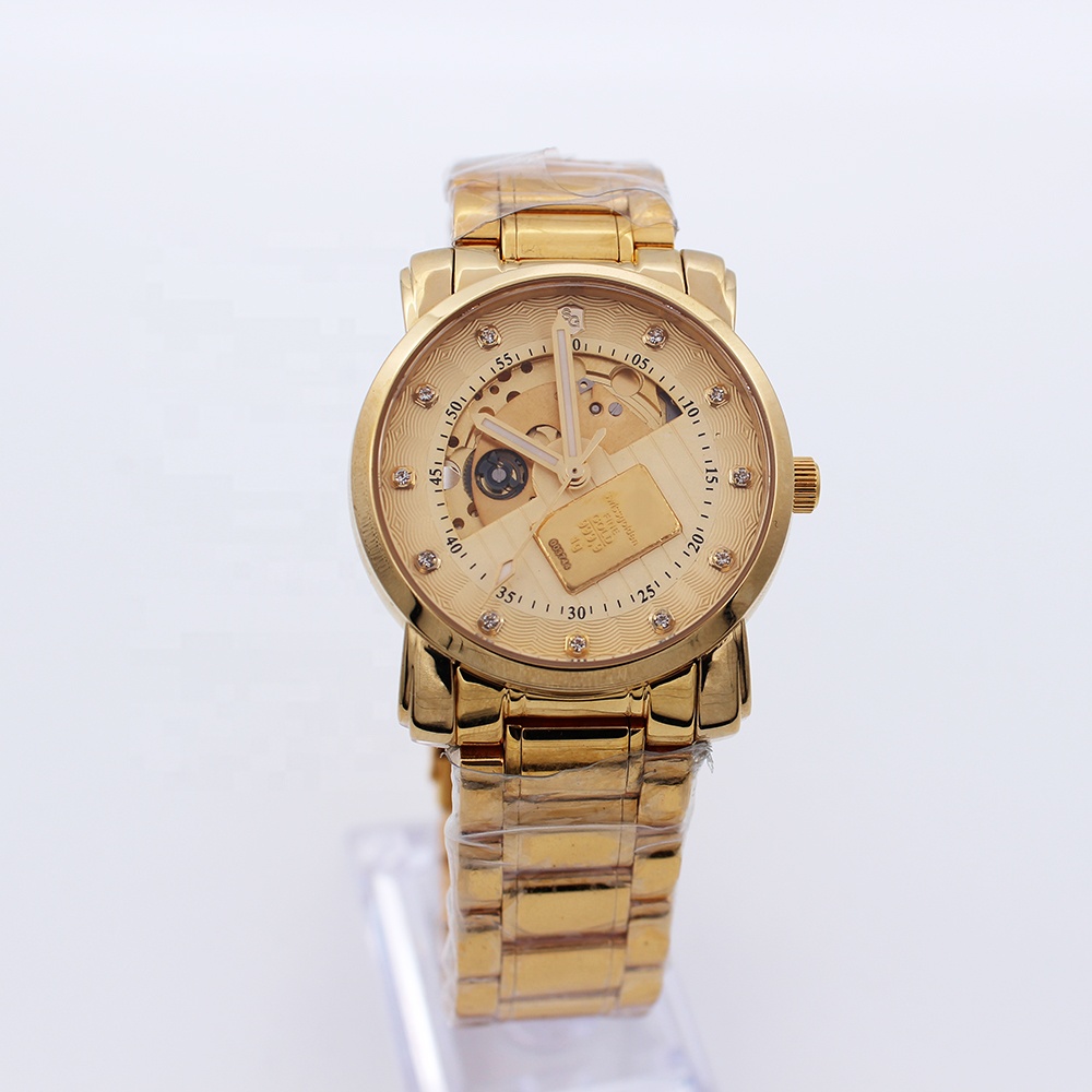 Luxury Brand 22K Gold Watches Automatic Skeleton Watch Stainless Steel Real Gold  Watches Men Wrist Mechanical